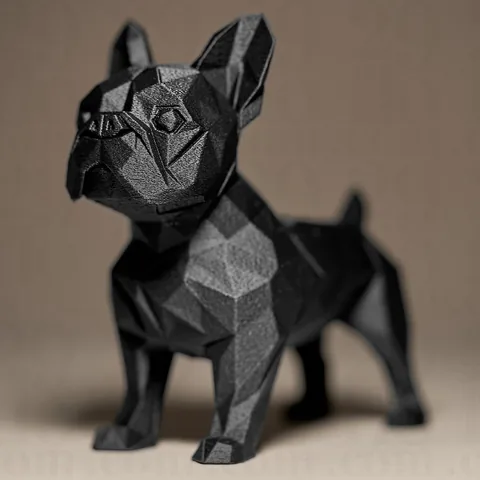 Escultura de bulldog francês low poly preta