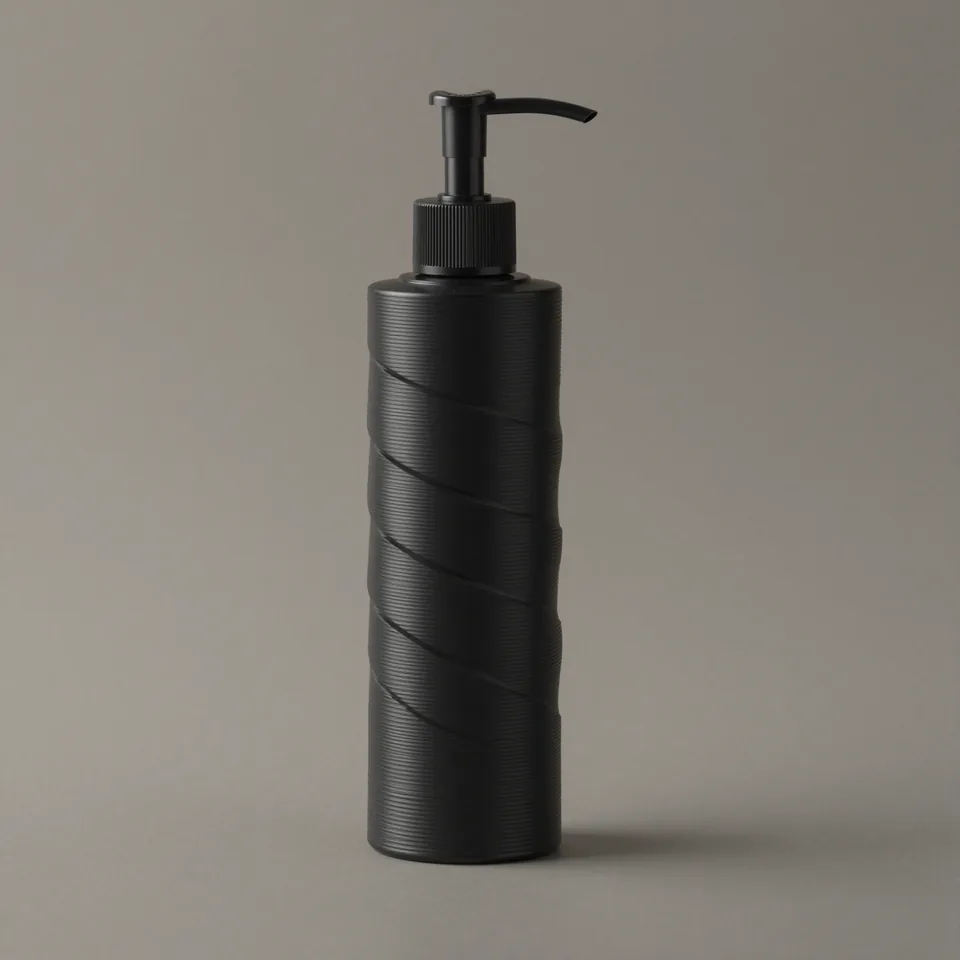 Dispenser de sabonete espiral preto com válvula preta
