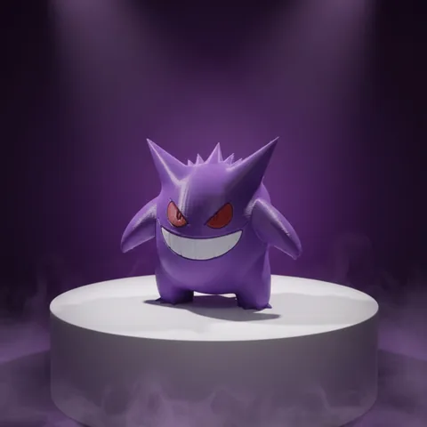 Figura de Gengar roxa vista de frente