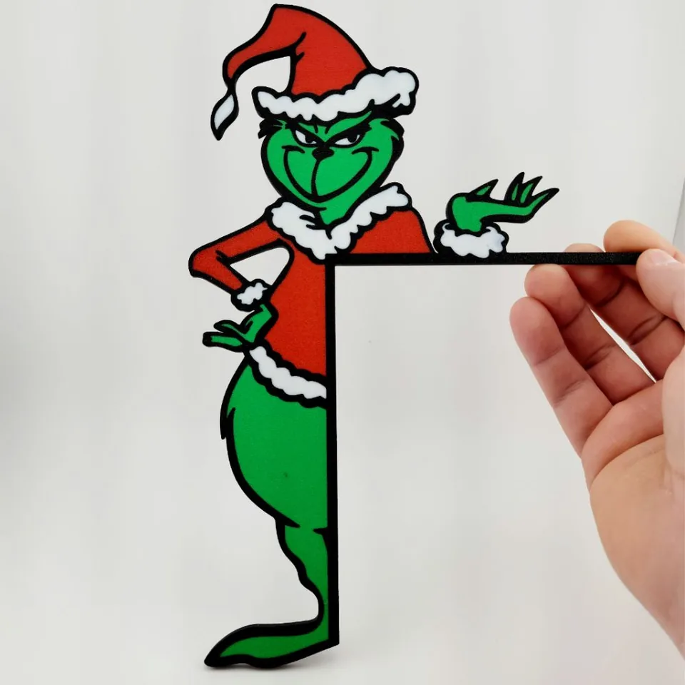 Enfeite de canto do Grinch em verde e vermelho